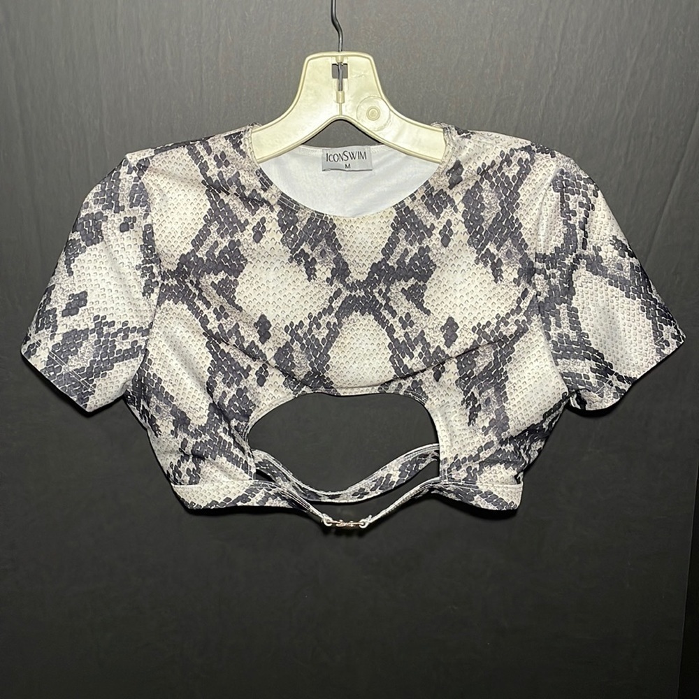 ICON SWIM Snakeskin crew neck swim top in women’s size Medium - Picture 2 of 8